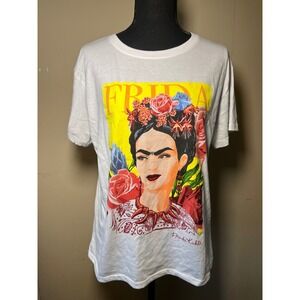 Frida Kahlo Graphic T-Shirt Women's Top Art‎ Portrait White Tee
